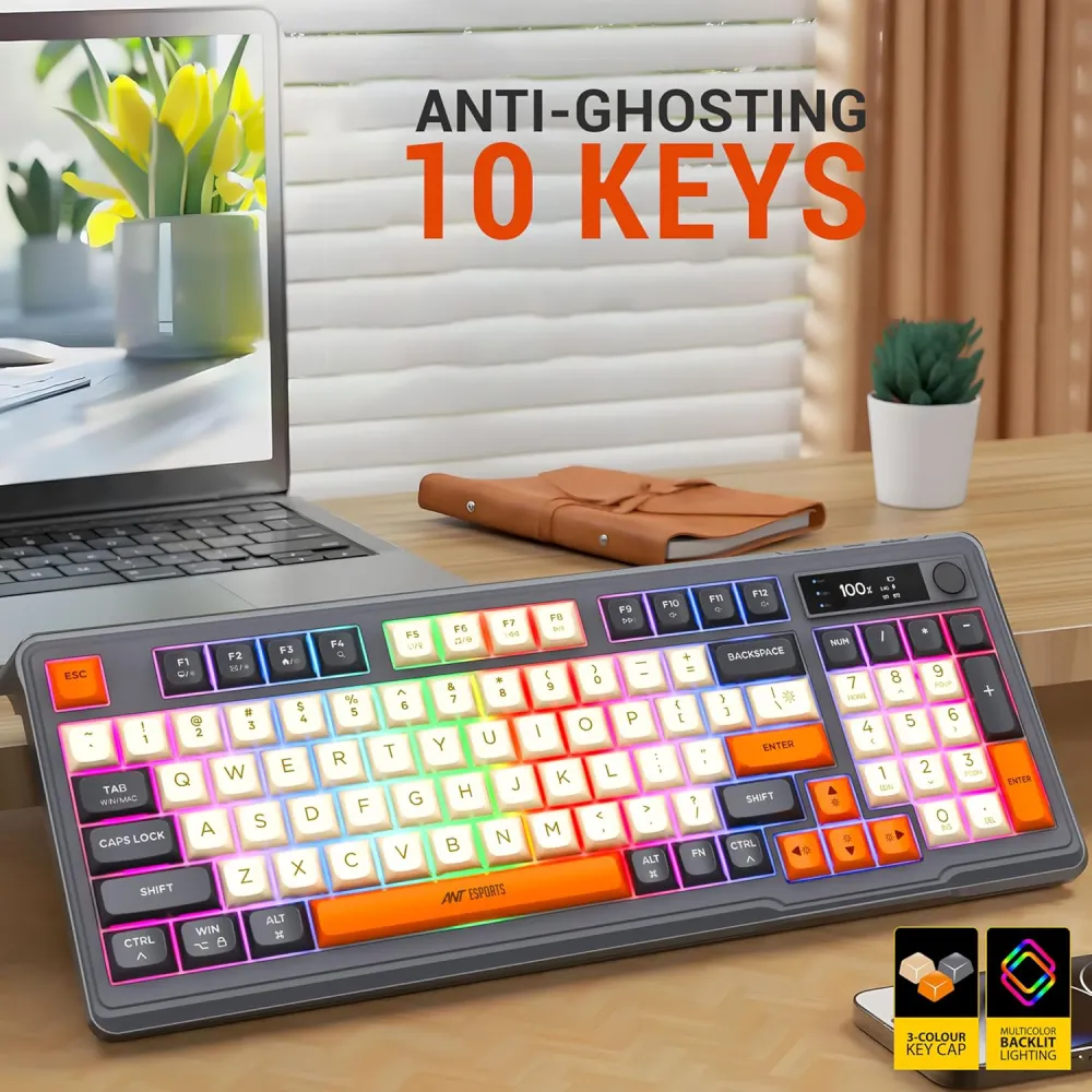 Ant Esports Wireless Gaming Keyboard Grey MK801V2 Pro Rainbow LED view 5